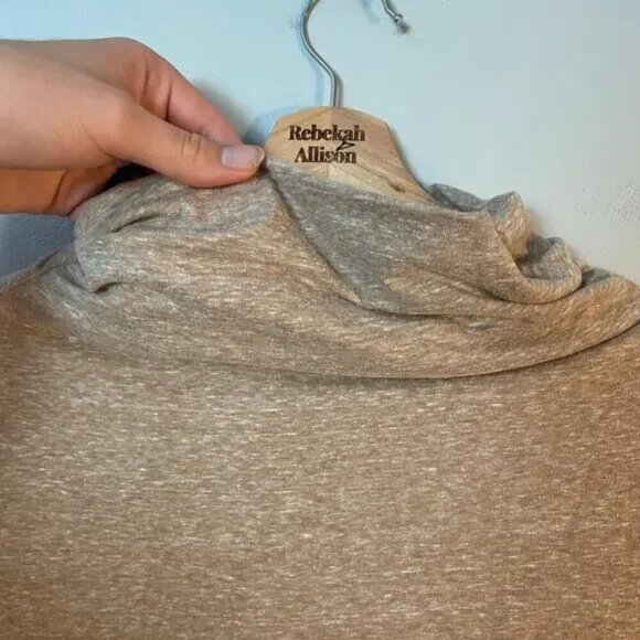 Free People We The Free Bella Vista Tunic Top Cowl Neck Turtleneck Tan SZ Small - Picture 9 of 16